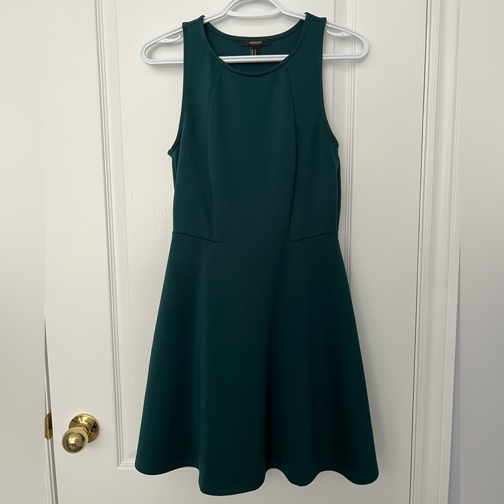 Forever 21 Forest Green Fit and Flare Dress